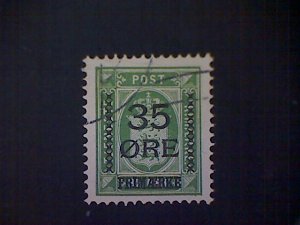 Denmark (Danmark), Scott #81, used, 1912, 35 øre overprint on 32 øre, green