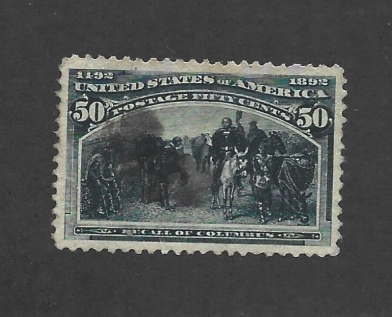 United States Scott 240 50-cent Columbian Expo used VF centering cv $175