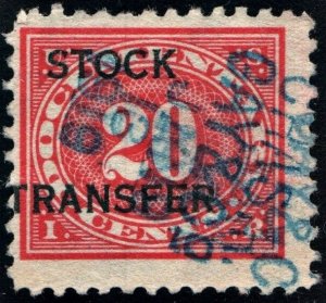 RD6 20¢ Revenue: Stock Transfer (1918) Used