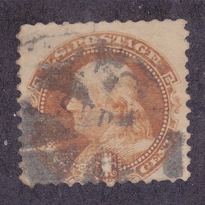 US 112 Used 1869 1¢ Buff Franklin Issue w/G Grill