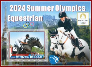 Stamps. Olympic games  2024 in Paris. Equestrian 2022 6 sheets perforated