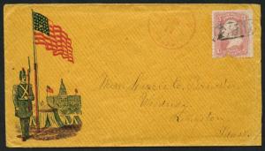 #65 CIVIL WAR PATRIOTIC COVER MASS LOCAL USAGE PRETTY DESIGN VF+ BU3253