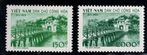 North Viet Nam Scott 86-87 Unused — 1958 Ngoc Son Temple of Jade stamp set