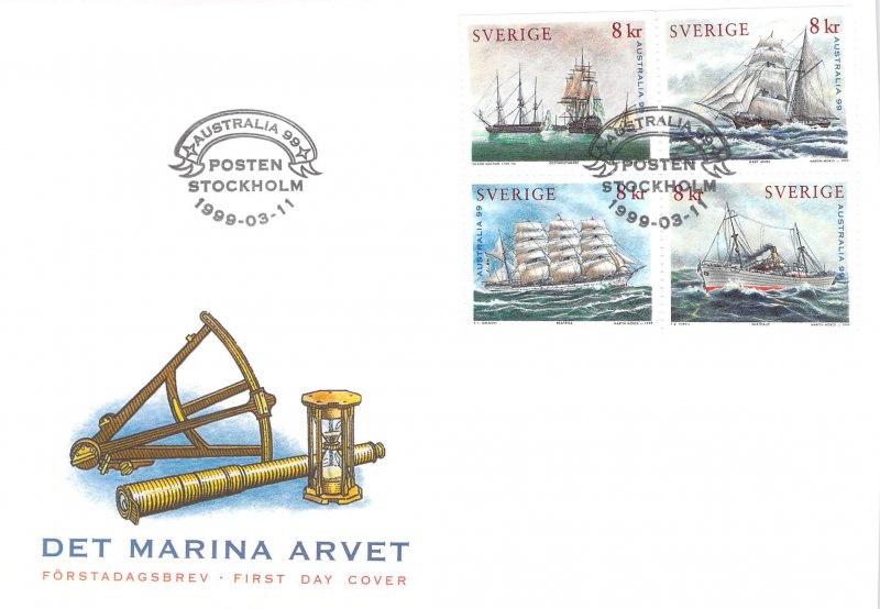 Sweden 2339-2342 Australia 99 World Stamp Expo sailing ships by M. Morck