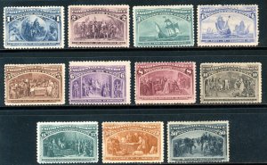 USAstamps Unused US 1893 Columbian Expo Scott 230 -240 OG MHR SCV $1247