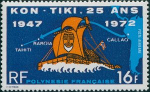 French Polynesia 1972 Sc#C87,SG158 16f Kon Tiki Expedition MNH