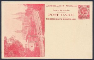 SOUTH AUSTRALIA Postcard 1908 QV 1d, Melbourne print, view Anglican Cathedral.