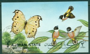 Ajman 1972 Mi#MS438 Butterflies & Birds MS CTO