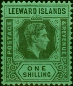 Leeward Islands 1938 1s Black-Emerald SG110 Fine MNH