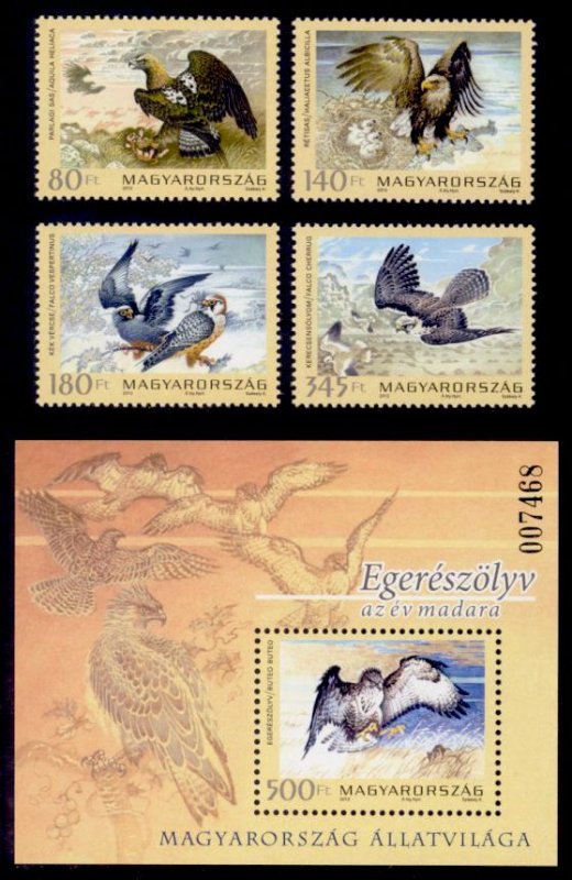 Hungary Sc# 4234-7, 4246 MNH Protected Birds (Set + S/S)