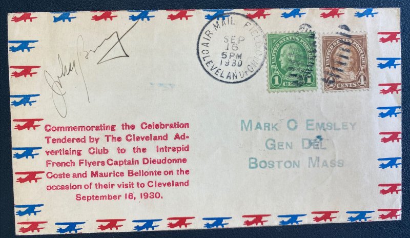 1930 Cleveland OH USA Early Airmail cover  Transatlantic Costes Bellonte Visit