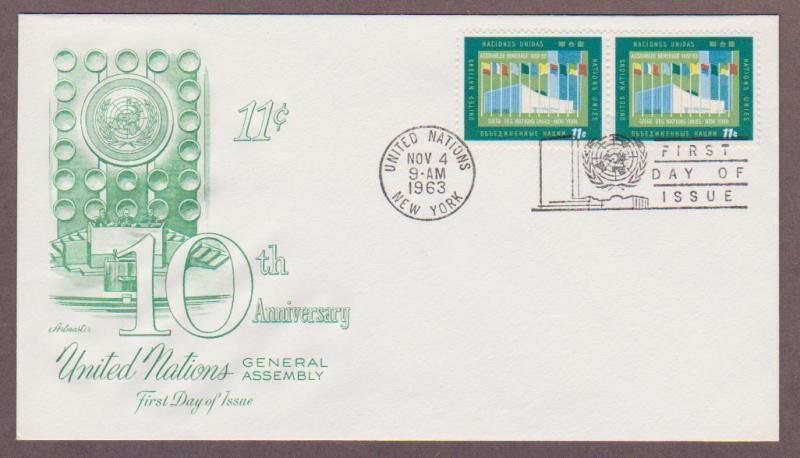 UN # 120 , General Assembly Hall NY Pair on Artmaster FDC - I Combine S/H