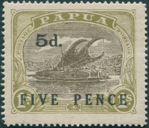 Papua 1931 5d on 1s brown & yellow-olive SG125 unused