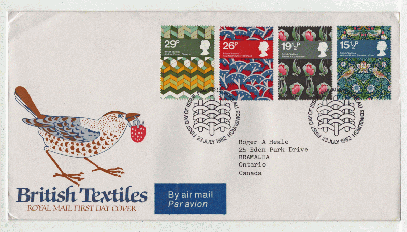 Great Britain First Day Cover #  996 - # 999 - British Textile Designs - GPO