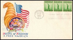 11138 OAS-CNY FDC SCOTT 899 – 1940 1c Statue of Liberty, blue green