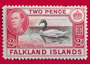 Falkland Islands Scott#86a 1941 2d BLACK-NECKED SWAN - MH