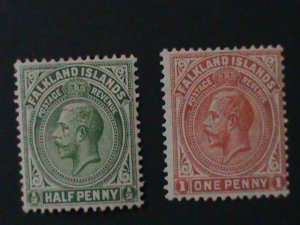 ​FALKLAND ISLANDS-1912-SC#30-31-KING GEORGE V MLH-VF-112 YEARS OLD LAST ONE