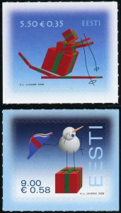 Estonia #608-609 Christmas Postage Stamp 2008 Europe Eesti MNH