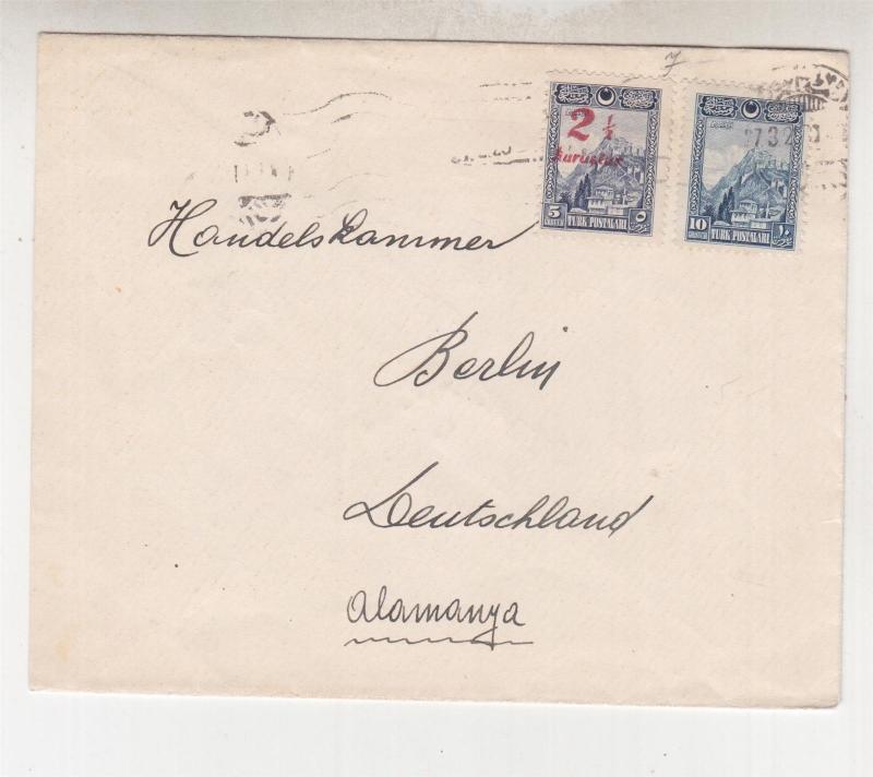 TURKEY, 1929 cover, 2 1/2k. on 5g., 10g. Istanbul to Germany.