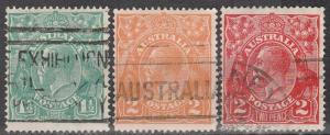 Australia #25, 27-8  F-VF Used  CV $9.25  (A9311)