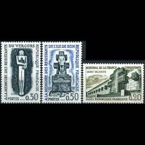 FRANCE 1962 - Scott# 1029-31 WWII Monuments Set of 3 NH