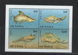 Guyana #2976  (1995 Marine Life sheet of four) VFMNH CV $7.00