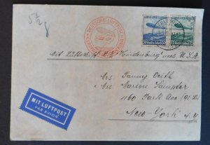 1936 Frankfurt Germany Cover Hindenburg Zeppelin LZ 129 North American Flight 3