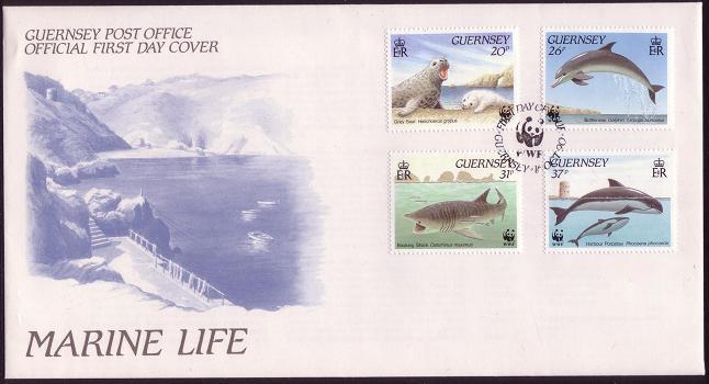 Guernsey WWF Guernsey Sea Life FDC SG#501-504 SC#441-444 MI#497-500