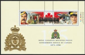 RCMP POLICE = GOLD EMBOSSED EMBLEM = Souvenir Sheet = Canada 1998 #1737b MNH