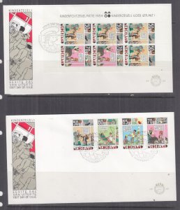 NETHERLANDS, 1984 Child Welfare, set of 4 & Souvenir Sheet, First Day covers.