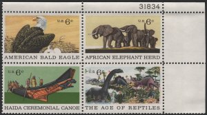SC#1387-90 6¢ Natural History Issue Plate Block: UR #31834 (1970) MNH