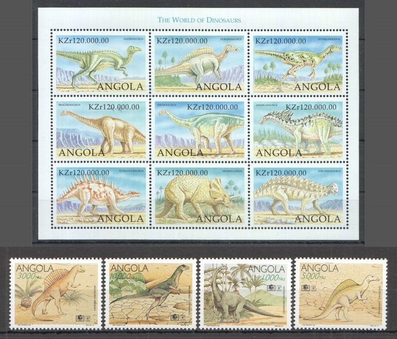 Ft229,Nw620 1994 Angola The World Of Dinosaurs Prehistoric Fauna 1Kb+1Set Mnh