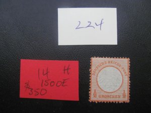 Germany 1872 HINGED  MI.14  SHIELD VF 1500 EUROS (224) 2 PICTURES