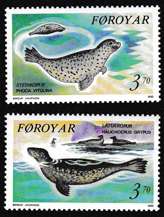 Faroe Is. Seals 'Halichoerus grypus' 'Phoca vitulina' 2v 1992 MNH