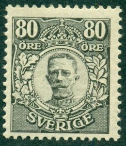 SWEDEN #92 (94) 80ore black, og, LH, VF, scarce, PF certificate, Scott $2,100.00