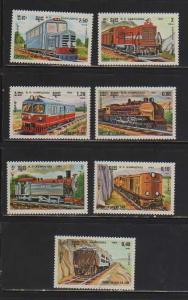 Cambodia MNH sc# 504-10 Trains 10CV $5.50