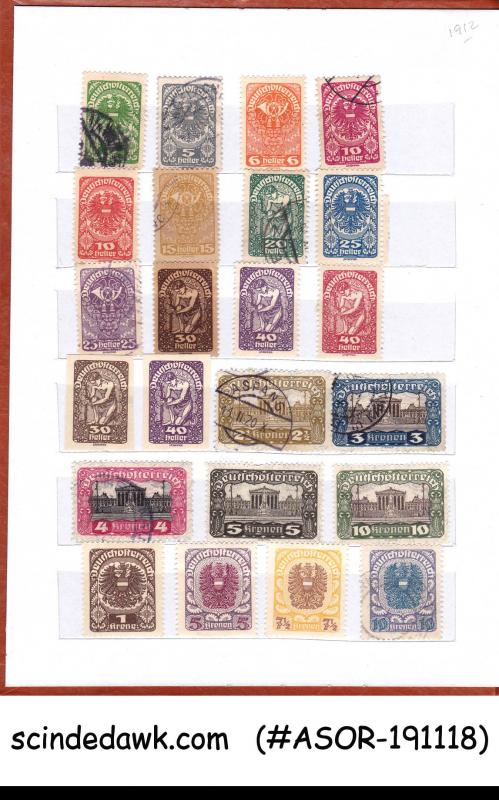 COLLECTION OF AUSTRIA 1912-1935 STAMPS IN SMALL STOCK BOOK
