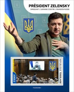 Togo - 2022 President Volodymyr Zelenskyy - Stamp Souvenir Sheet - TG220238b1