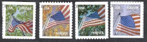 United States #4778-81 Forever (46¢) A Flag for All Seasons. 4 bklt singles. MNH