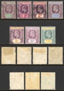 Gold Coast SG49/57 1904-07 KEVII Wmk Mult Crown CA Set of 7 Mixed