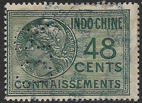 FRENCH INDO-CHINA 1911 48c CONNAISSEMENTS REVENUE w PERFIN VFU