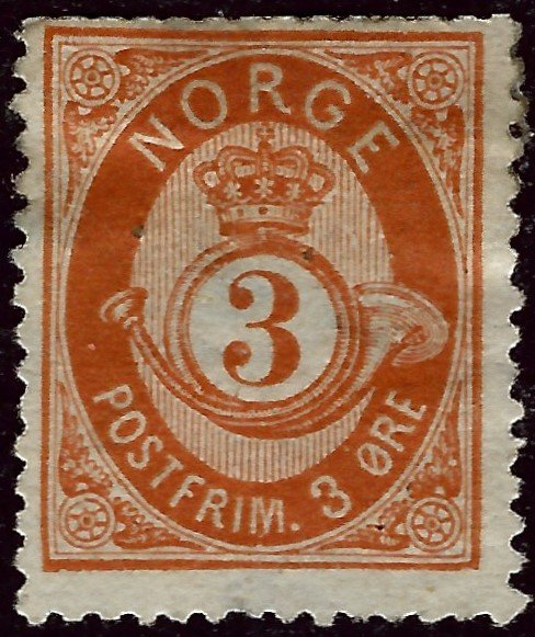 Norway #23 Unused Fine Spacefiller; Trimmed top, hhr & Creases. SCV$100