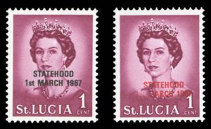 St. Lucia, 1967 Statehood, overprinted in red and black, never hinged