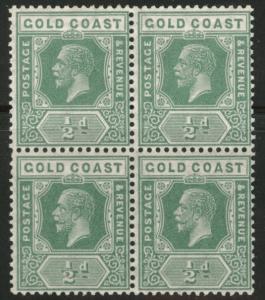 GOLD COAST Scott 83 KGV wmk 4 1922 MNH** Block of 4