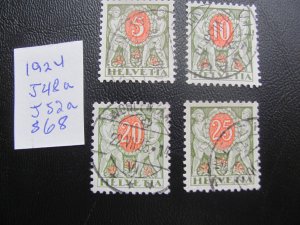 SWITZERLAND 1924 USED SC J48a-J52a  POSTAGE DUE SET VF/XF $68 (185)