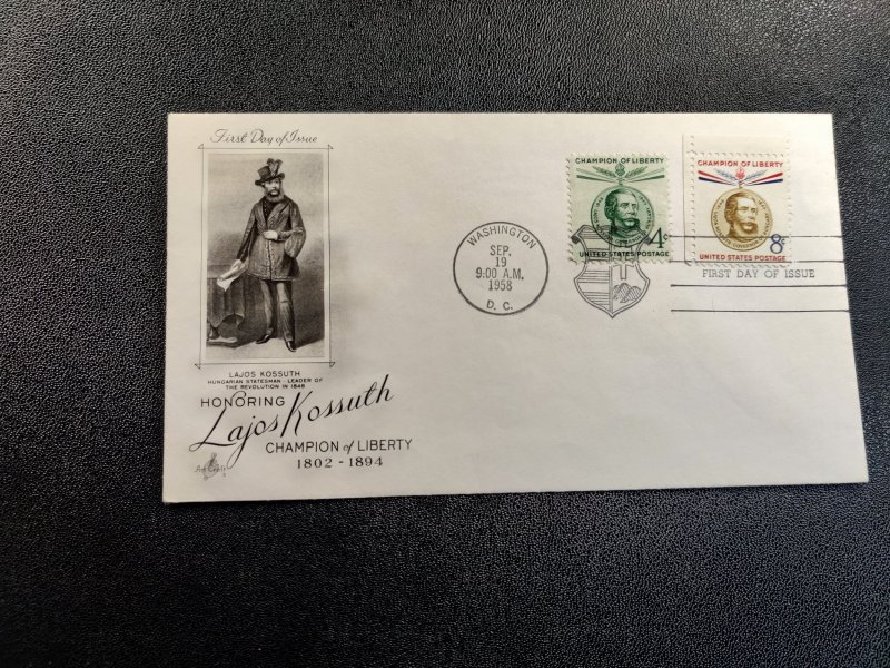 Lajos Kossuth, 1958 First Day Covers (Pair of Three)