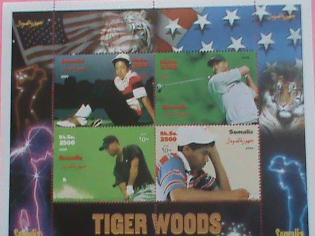 SOMALIA STAMP-2000-TIGER WOODS -MNH STAMP SHEET - VERY RARE AND HARD TO FIND.