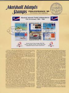 Marshall Islands 230 on Souvenir Card, Majuro Cancel - Ship, Stamp on Stamp, Car