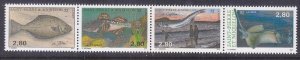 St. Pierre & Miquelon 592 MNH 1993 Various Local Fish strip of 4 Very Fine