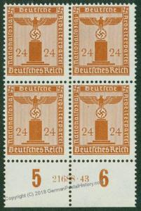 3rd Reich Officials Dienstmarken Plate Blocks HAN MNH 46633